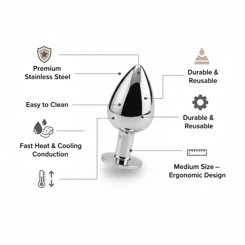 Ergonomic Stainless Steel Massage Tool – Medium Size Polished Metal Design for Targeted Muscle Relief and Relaxation